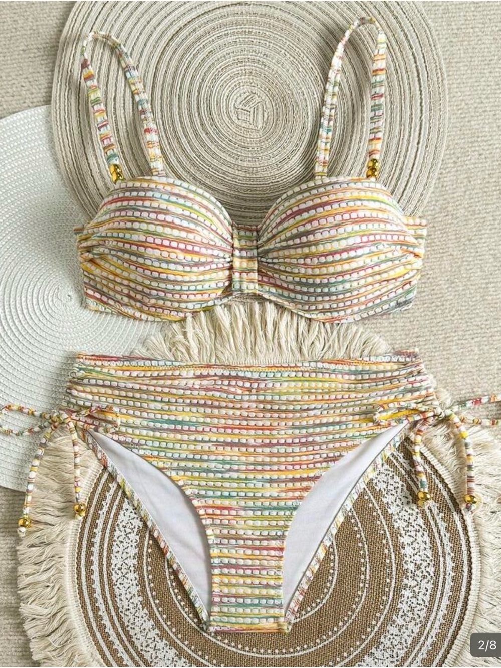 Women’s Pastel Stripe High-Waist Bikini Set